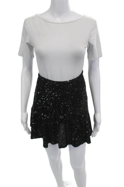 Free People Women Black A-Line Mini Skirt 92% Nylon 8% Elastic Size XS