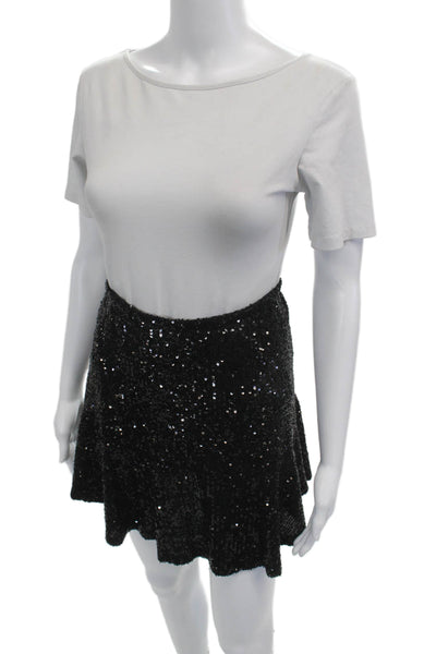 Free People Women Black A-Line Mini Skirt 92% Nylon 8% Elastic Size XS