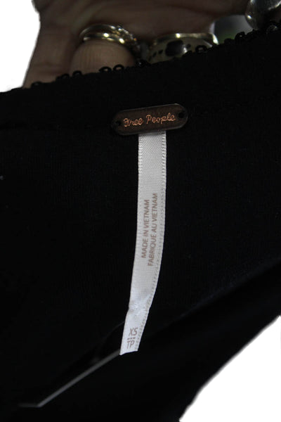 Free People Women Black A-Line Mini Skirt 92% Nylon 8% Elastic Size XS