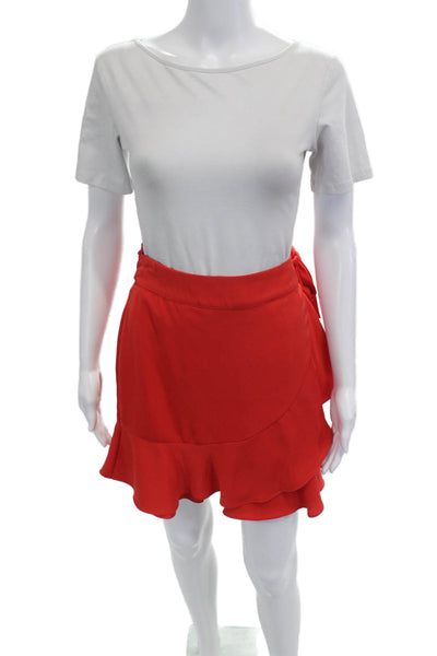 Superdown Women Red Mini Wrap Skirt Polyester Solid Size S
