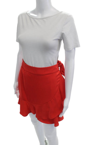 Superdown Women Red Mini Wrap Skirt Polyester Solid Size S