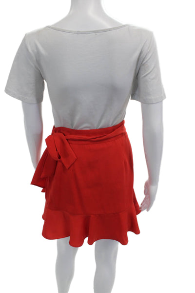 Superdown Women Red Mini Wrap Skirt Polyester Solid Size S