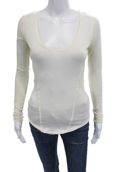 We The Free Womens Long Sleeve Cotton White Tee Petite Size XS