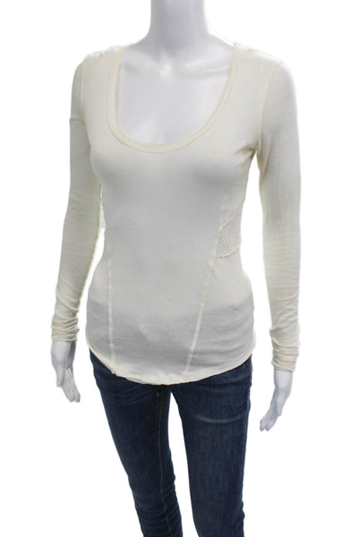 We The Free Womens Long Sleeve Cotton White Tee Petite Size XS