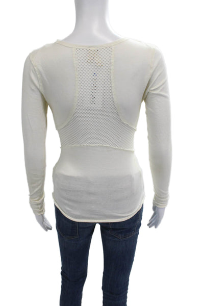 We The Free Womens Long Sleeve Cotton White Tee Petite Size XS