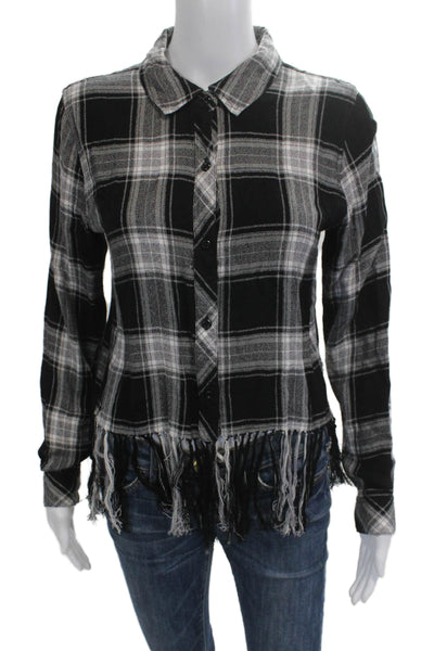 Rails Womens Plaid Collared Rayon Button-Up Long Sleeve Top Size XS Petite