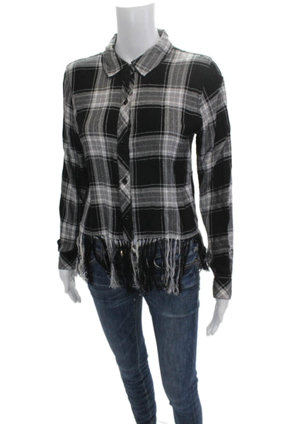 Rails Womens Plaid Collared Rayon Button-Up Long Sleeve Top Size XS Petite