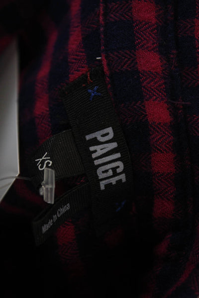 Paige Womens Plaid Collared Button-Up Long Sleeve Dark Blue Size XS