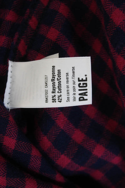 Paige Womens Plaid Collared Button-Up Long Sleeve Dark Blue Size XS