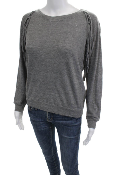 Nation LTD Womens Pullover Sweatshirt Gray Long Sleeve Round Neck Size XS