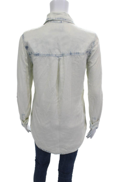 Blank NYC Women Beige Collared Tencel Long Sleeve Basic Button-Up Size XS