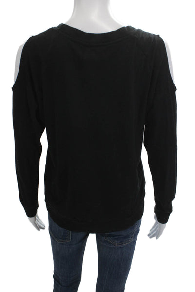 Nation LTD Womens Black Long Sleeve Sweatshirt 50% Polyester Size XS
