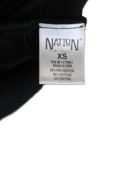 Nation LTD Womens Black Long Sleeve Sweatshirt 50% Polyester Size XS