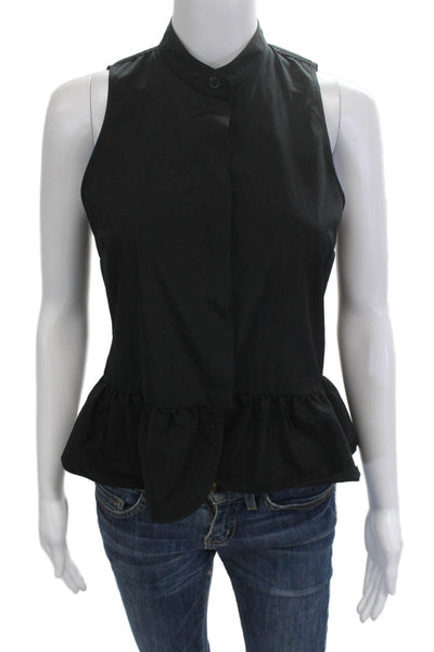 Engle Roberts Women Black Mock Neck Sleeveless Button Up Blouse Size 2XS