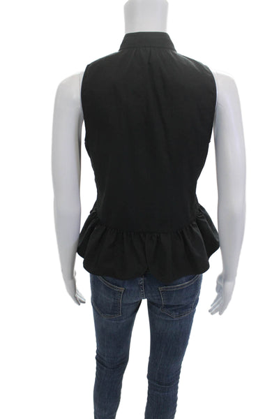 Engle Roberts Women Black Mock Neck Sleeveless Button Up Blouse Size 2XS