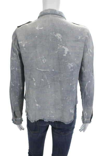 Generation Love Women Military Jacket Gray Cotton Button Long Sleeve Size XS