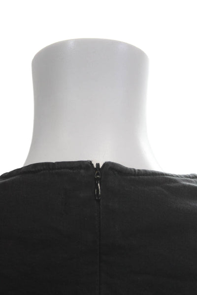 Zara Womens Black Long Sleeve Round Neck Cotton Blouse Button Size S