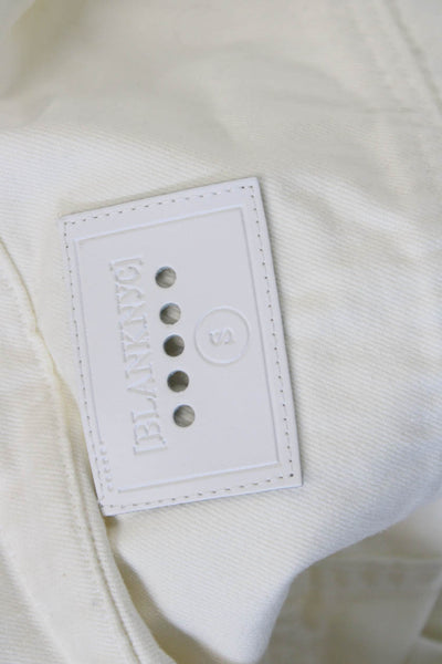 Blank NYC Women White Cotton Button Collared 90s Long Sleeve Jacket Size S