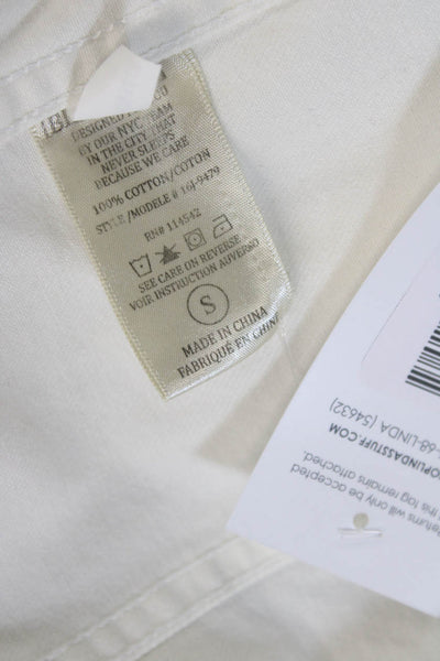 Blank NYC Women White Cotton Button Collared 90s Long Sleeve Jacket Size S