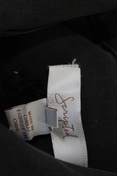 Scripted Womens Military Jacket Black Collared Button Fall Size XS