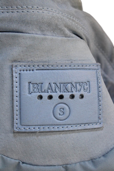 Blank NYC Women Biker Motorcycle Jacket Light Blue Collared Buckle Size S
