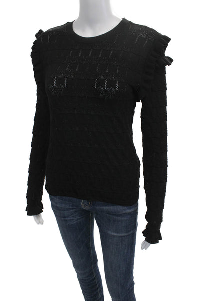 Zara Unisex Black Polyester Crew Neck Pullover Sweater Long Sleeve Fall Size M