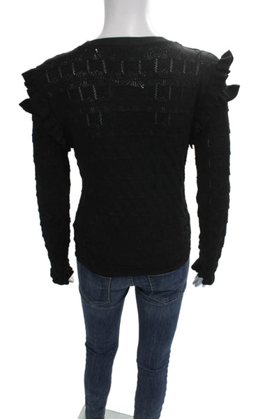 Zara Unisex Black Polyester Crew Neck Pullover Sweater Long Sleeve Fall Size M
