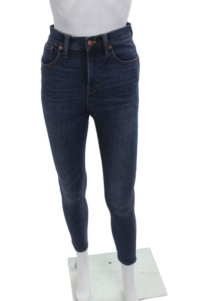 Madewell Women Ankle Skinny Jeans Dark Blue Mid Rise Button Size 26