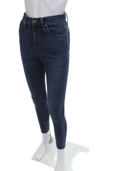 Madewell Women Ankle Skinny Jeans Dark Blue Mid Rise Button Size 26