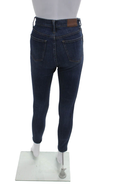 Madewell Women Ankle Skinny Jeans Dark Blue Mid Rise Button Size 26