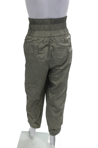 FP Movement Women Cropped Windbreaker Pants Army Green 100% Polyamide Size L