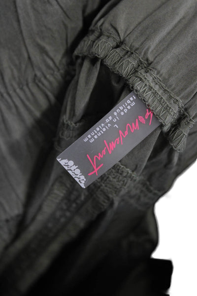 FP Movement Women Cropped Windbreaker Pants Army Green 100% Polyamide Size L