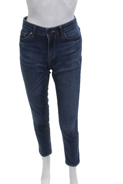 Calvin Klein Jeans Women Skinny Ankle Jeans Dark Blue Mid-Rise Button Size 30