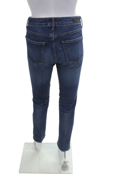 Calvin Klein Jeans Women Skinny Ankle Jeans Dark Blue Mid-Rise Button Size 30