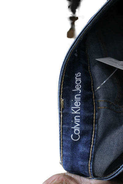 Calvin Klein Jeans Women Skinny Ankle Jeans Dark Blue Mid-Rise Button Size 30