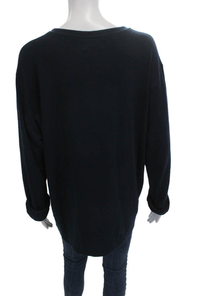 Velvet Unisex Dark Blue Pullover Sweater Crew Neck Long Sleeve Size XL