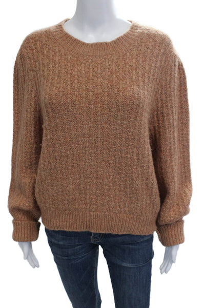 The Westside Unisex Brown Herringbone Pullover Sweater Longsleeve Size L