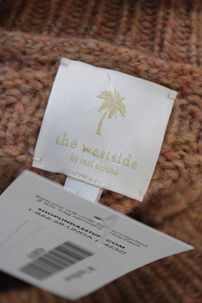 The Westside Unisex Brown Herringbone Pullover Sweater Longsleeve Size L
