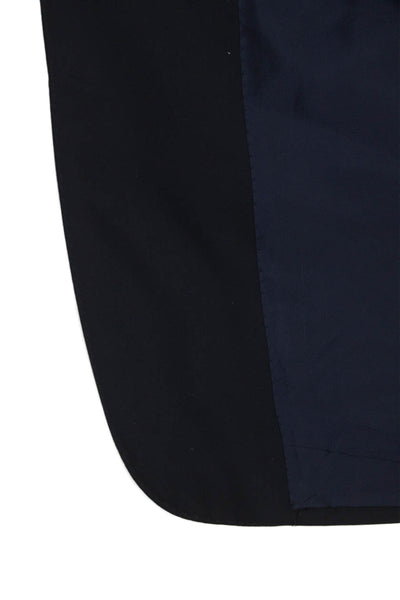 Hickey Freeman Mens Dark Blue Worsted Wool Blazer Button Collared Size 46