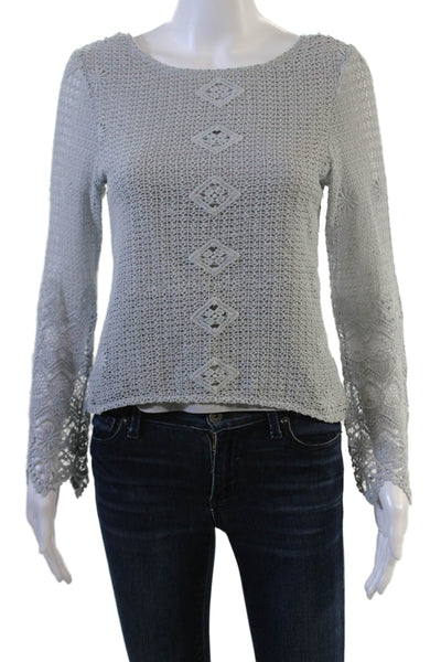 Jens Pirate Booty Women Boho Silk Geometric Lace Up Top Long Sleeve Size XS