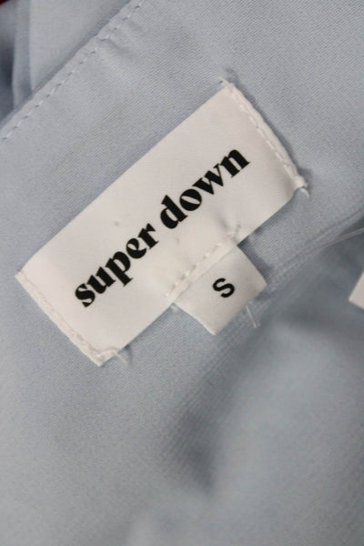 Superdown Women Cropped Blouse Light Blue Long Sleeve Polyester Size S
