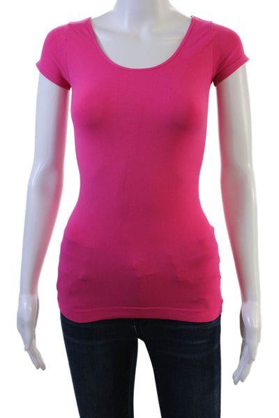 Recover Women Basic Pink T Shirt Short Sleeve Round Neck Size One Size