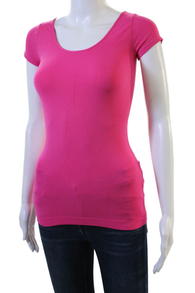 Recover Women Basic Pink T Shirt Short Sleeve Round Neck Size One Size