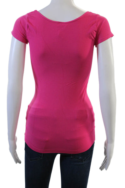 Recover Women Basic Pink T Shirt Short Sleeve Round Neck Size One Size