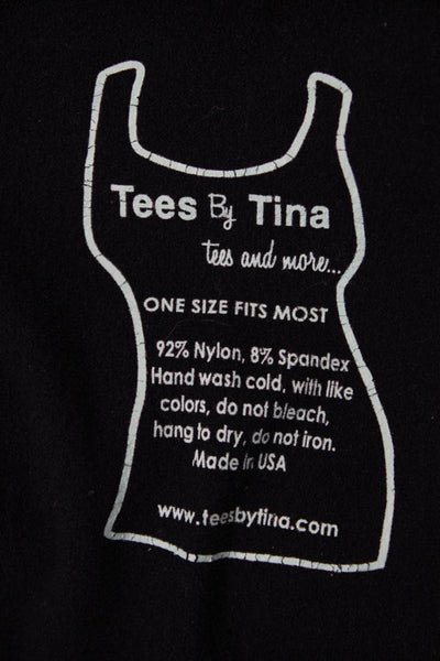 Tees by Tina Women Black Sleeveless Tank Nylon Spandex Size One Size