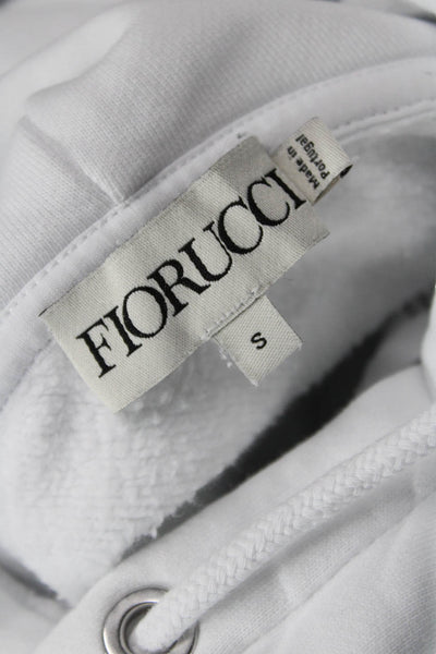 Fiorucci Women Pullover Hoodies White Cotton Graphic Print Drawstring Size S