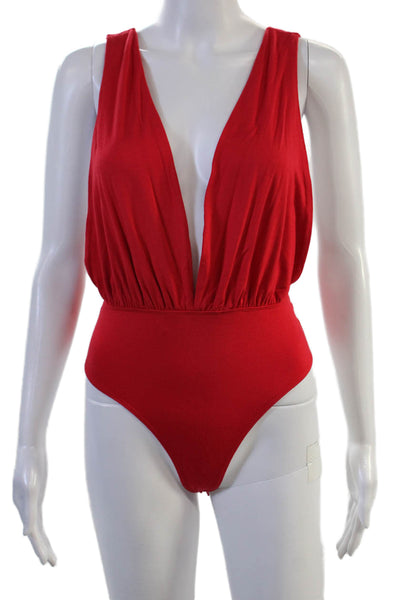 By The Way Womens Red Sleeveless V Neck One Piece Jumpsuit Size XS