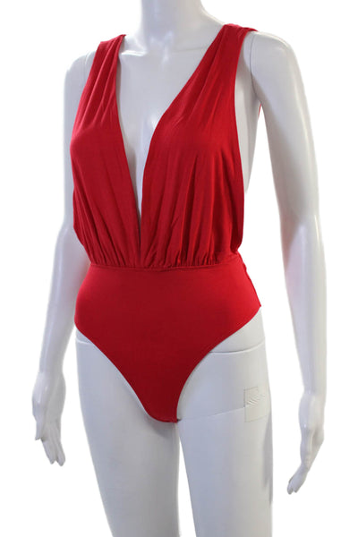 By The Way Womens Red Sleeveless V Neck One Piece Jumpsuit Size XS