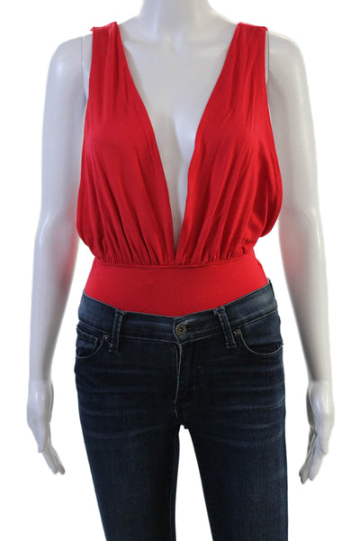 By The Way Womens Red Sleeveless V Neck One Piece Jumpsuit Size XS