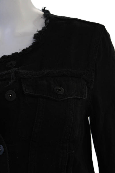 Paige Womens Black Button Front Long Sleeve Grunge Jacket Cotton Rayon Size XS